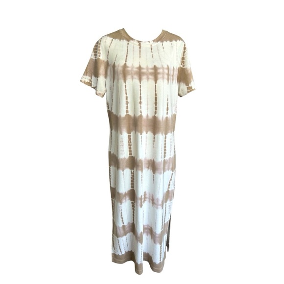 Roan + Ryan tan and white tie-dyed casual comfort midi size large - Picture 1 of 11